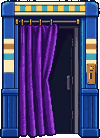 Back room door with a curtain